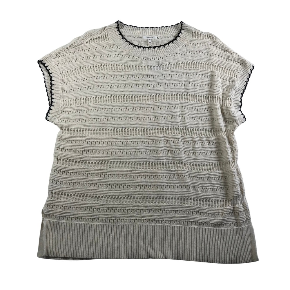 Maurices Womens 2X Cream Open Knit Cotton Sweater Vest Black Trim NWT 237586Y
